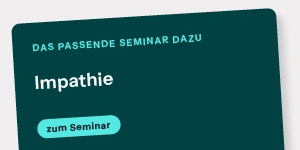 Dunkeltürkises Banner mit weißem Text „Impathie“ und hellblauem Button „zum Seminar“ auf grauem Grund.